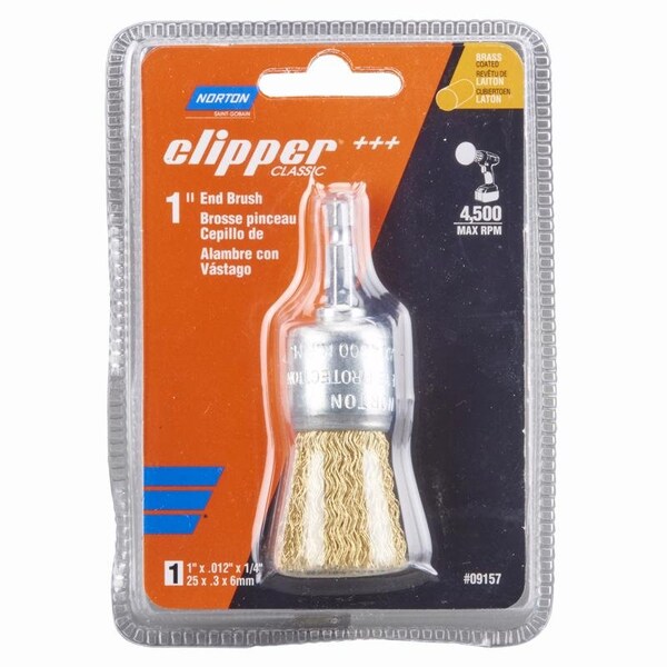 Norton Abrasives Norton Clipper 1 in. Coarse Wire End Brush Brass 4500 rpm 1 pc 70184609157 - main